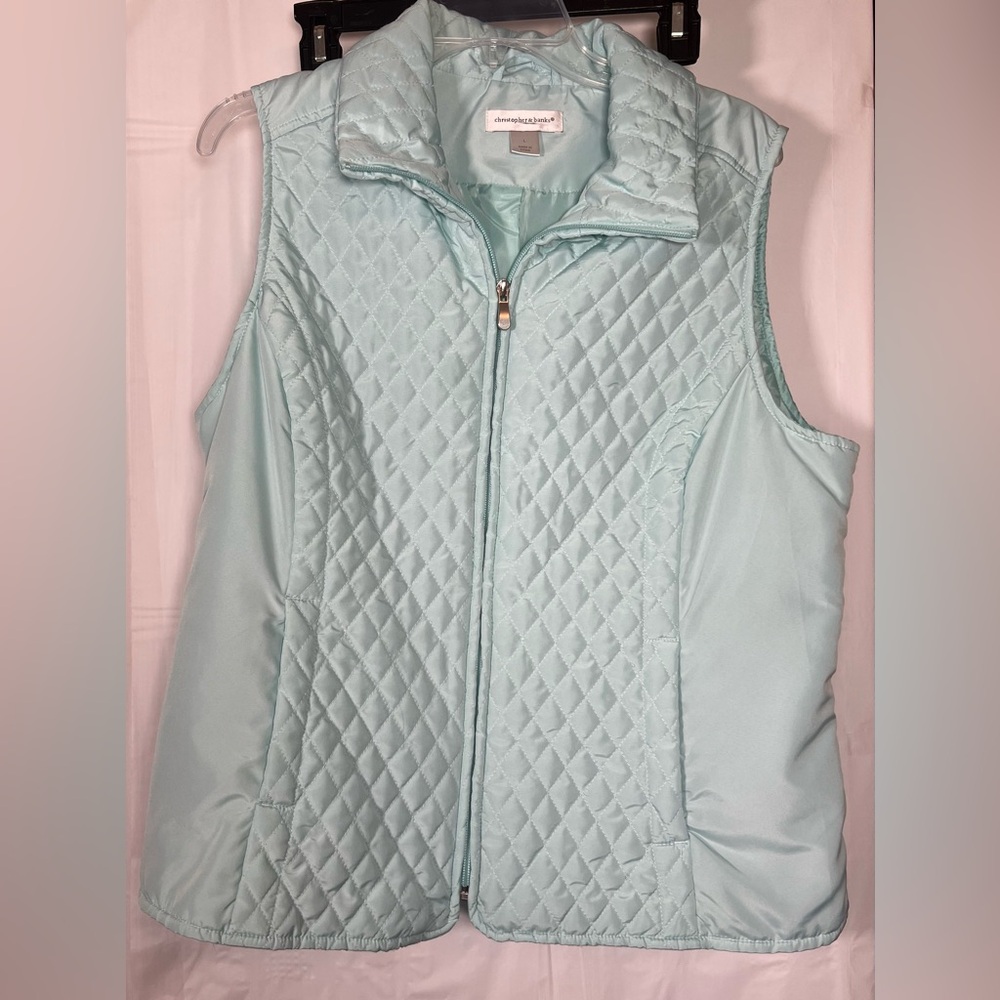 Christopher & Banks Women’s Mint Puffer Vest Jacket Size L.